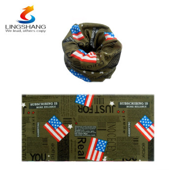 Heiße neue Art und Weisekleidprodukte für 2016 lingshang Drucken USA-Staatsflagge kundenspezifische Kaschmir nahtlose Bandanas kundenspezifischer Schlauchschal